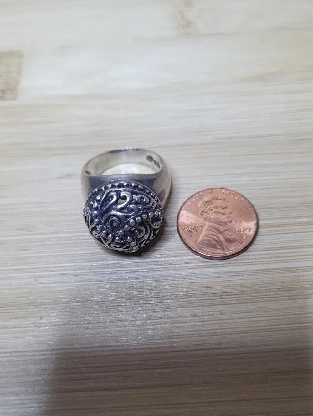 Vintage Estate- Intricate Filigree Dome Ring - 925 Sterling Silver Sz8